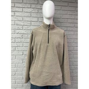 St John Bay Men’s 1/4 Zip Beige Fleece Long Sleeve Sweater Size XL